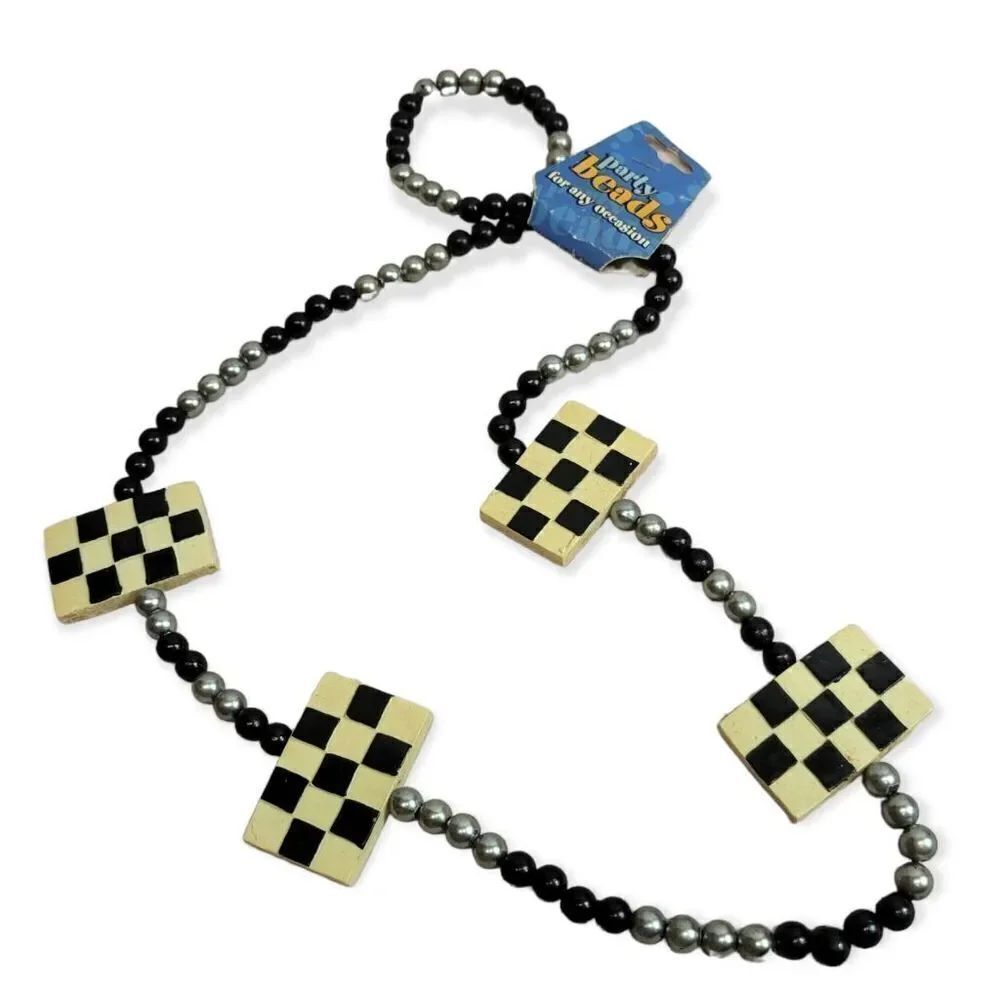 Checkerboard Mardi Gras necklace